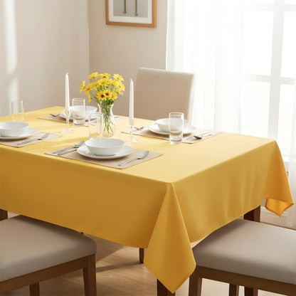sancua Rectangle Tablecloth - 60 x 84 Inch - Stain and Wrinkle Resistant Washable Polyester Table Cloth, Decorative Fabric Table Cover for Dining Tables, Buffet Parties and Camping, Yellow