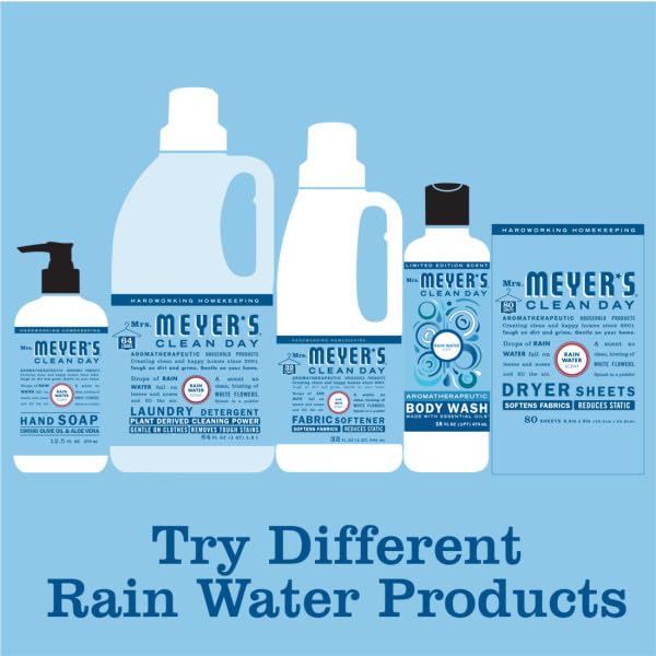 MRS. MEYER'S CLEAN DAY Hand Soap, Made with Essential Oils, Biodegradable Formula, Rain Water, 12.5 fl. oz - Pack of 3