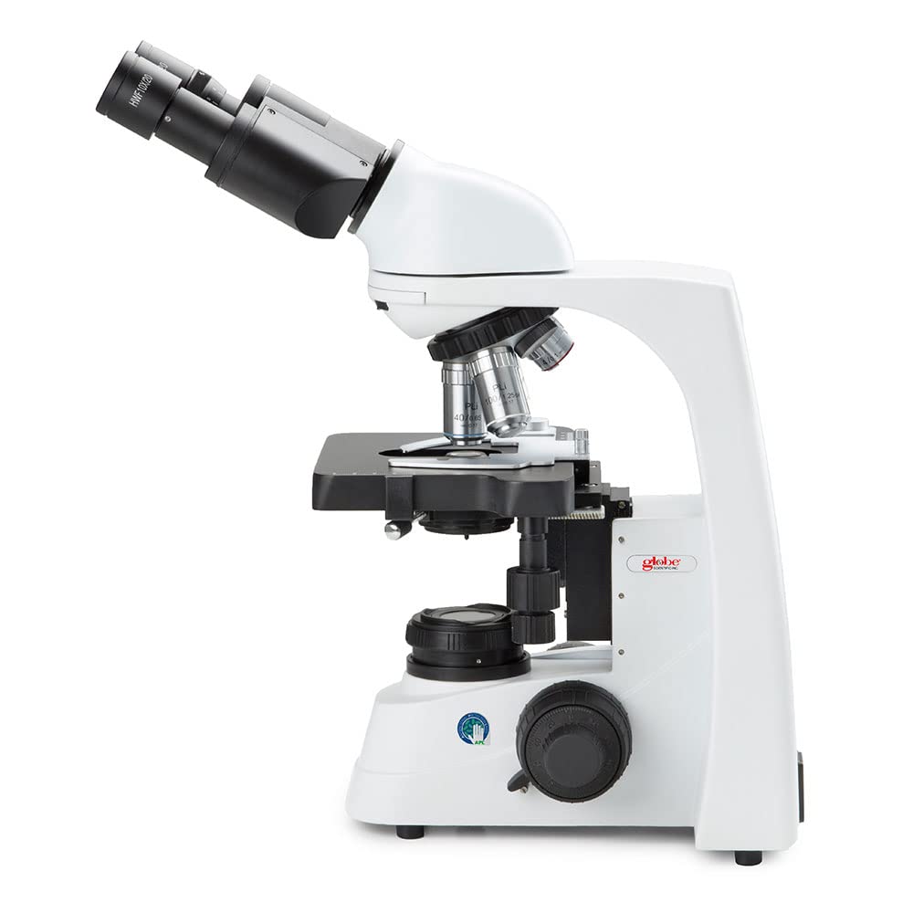 bScope Binocular Compound Microscope, HWF 10x/20mm Eyepieces and Quintuple Nosepiece with Plan PLI 4/10/S40/S100x Oil Infinity Corrected iOS Objectives Globe Scientific | Euromex