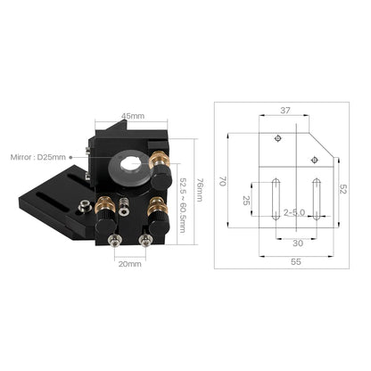 Cloudray C Series CO2 Head Set with 1 PCS USA CVD Focus Lens D20mm FL63.5mm and 3 PCS Si Mirrors D25mm (Set A)