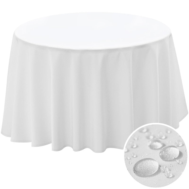 BYDOLL Table Cloth 60 Inch Round Tablecloth Fits Max50 Inch Diameter Table Top,White Polyester Washable Wrinkle-Free Spillproof Tablecloth for Party Patio Cover