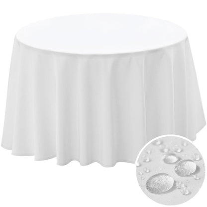 BYDOLL Table Cloth 60 Inch Round Tablecloth Fits Max50 Inch Diameter Table Top,White Polyester Washable Wrinkle-Free Spillproof Tablecloth for Party Patio Cover