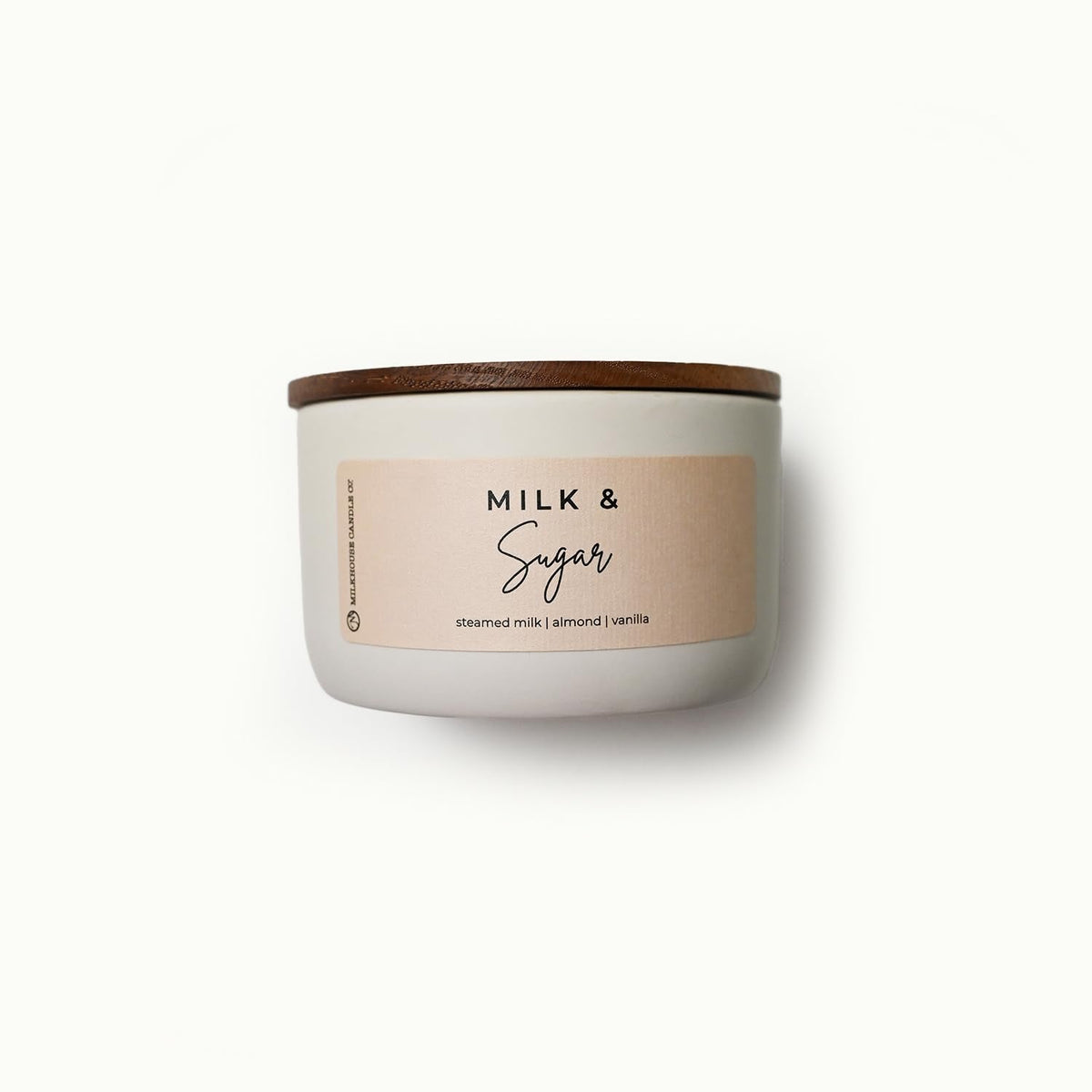 Milkhouse Candle Company Milk & Sugar Soy Candle - Steamed Milk | Almond | Vanilla Scented - 10 oz Signature Statement Candle with Lid, 20+ Hour Burn Time, Made in the USA