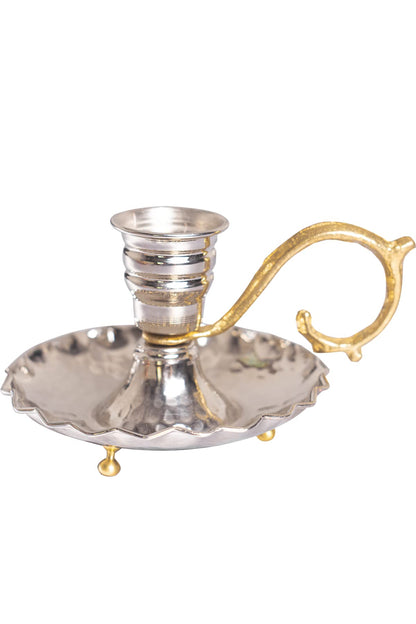 Handmade Copper Candle Holder, Candlestick Holder (Silver)