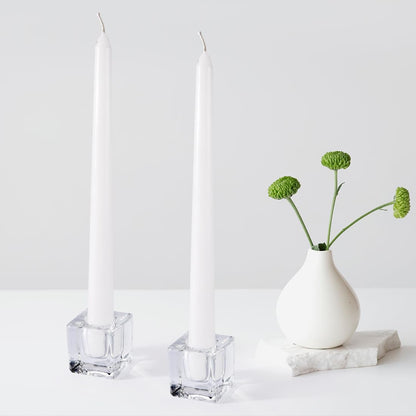 JONERAY Glass Taper Candles Holders Bulk, Set of 24 Clear Glass Candlestick Holders for Christmas Festival Dinning Table