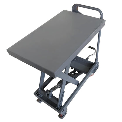 Hydraulic Scissor Cart Lift Table, 500 LBS Capacity 28.5 in Lifting Height Manual Scissor Lift Table w/ 4 Wheels and Foot Pump for Material Handling