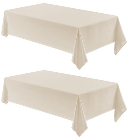 Veblandy 2 Pack Rectangle Tablecloth, 60x120 inch, Water Resistant Wrinkle Free Linen Textured Table Cloth Washable, Decorative Fabric Table Cover for Dining, Party and Camping, Beige