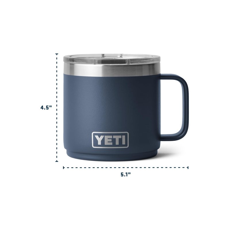 YETI Rambler 14 oz Ceramic Lined Stackable Mug, Vacuum Insulated, Stainless Steel with MagSlider Lid, Black