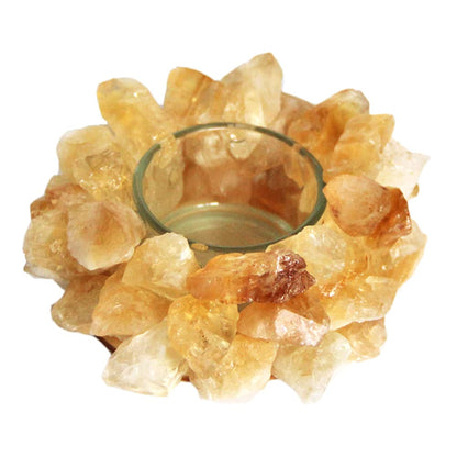 Set of 2 Natural Citrine Rough Stone Votive Candle Holder Tealight Quartz Crystal Healing Gemstone Tealight Holder Home Decor Reiki Stone
