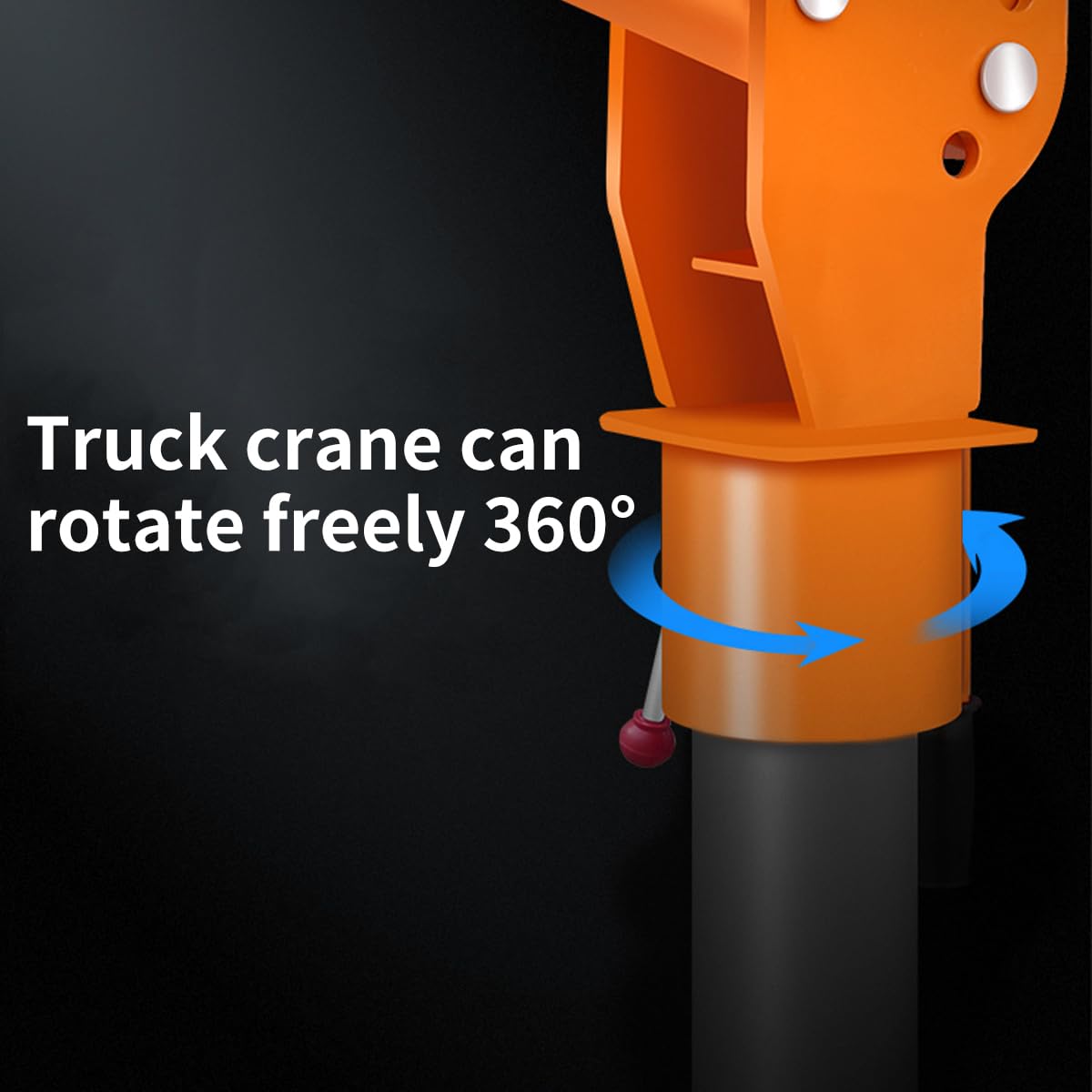 Pismire 1100lb Folding Truck-Mounted Jib Crane - 3500lb 12V Electric Winch Combo, 360° Swivel, Dual Remotes (Infrared/Wired), Painted Steel，Orange