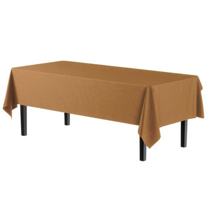 Exquisite 12-Pack Premium Plastic Tablecloth Pack of 12 Premium Plastic Tablecloth 54 Inch x 108 Inch Rectangle Table Cover - Gold