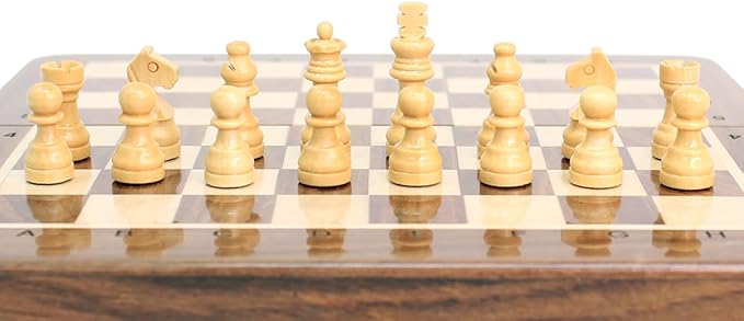 House of Chess - 6.5 Inch Wooden Magnetic Folding Travel Chess Set | Board - Algebraic Notation - Two Extra Queens - Handmade - Premium Quality (Golden Rosewood/Maple Wood)