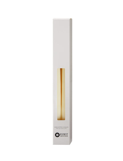 Kunstindustrien® Ivory Taper Candles – Set of 4, 13.8" – Made in Denmark, Long Burning Candles 15h, Unscented & Smokeless Candlesticks – Elegant Tall Candles for Weddings, Dinners & Home Decor (Ivory)