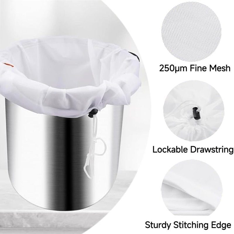 Brew Bags, 2 Pack Extra Large Reusable Straining Bag, 26"x22"Strainer Bag with Adjustable Drawstring for Brewing Grains Fruit Wine Beer Making Brew in a Bag Supplies