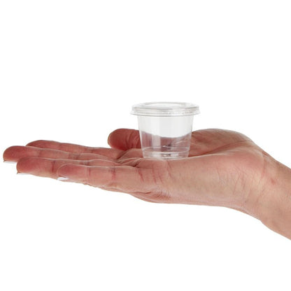 Juvale Disposable Cups with Lids - 1 oz Plastic, Clear, 500 Pack - Condiment Cups & Sauce Containers & Sample Containers