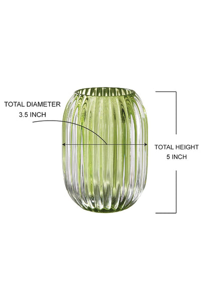 Serene Spaces Living Green Optical Glass Votive Holder, Perfect for Weddings and Home Décor, 5" Tall and 3.5" Diameter, Set of 12