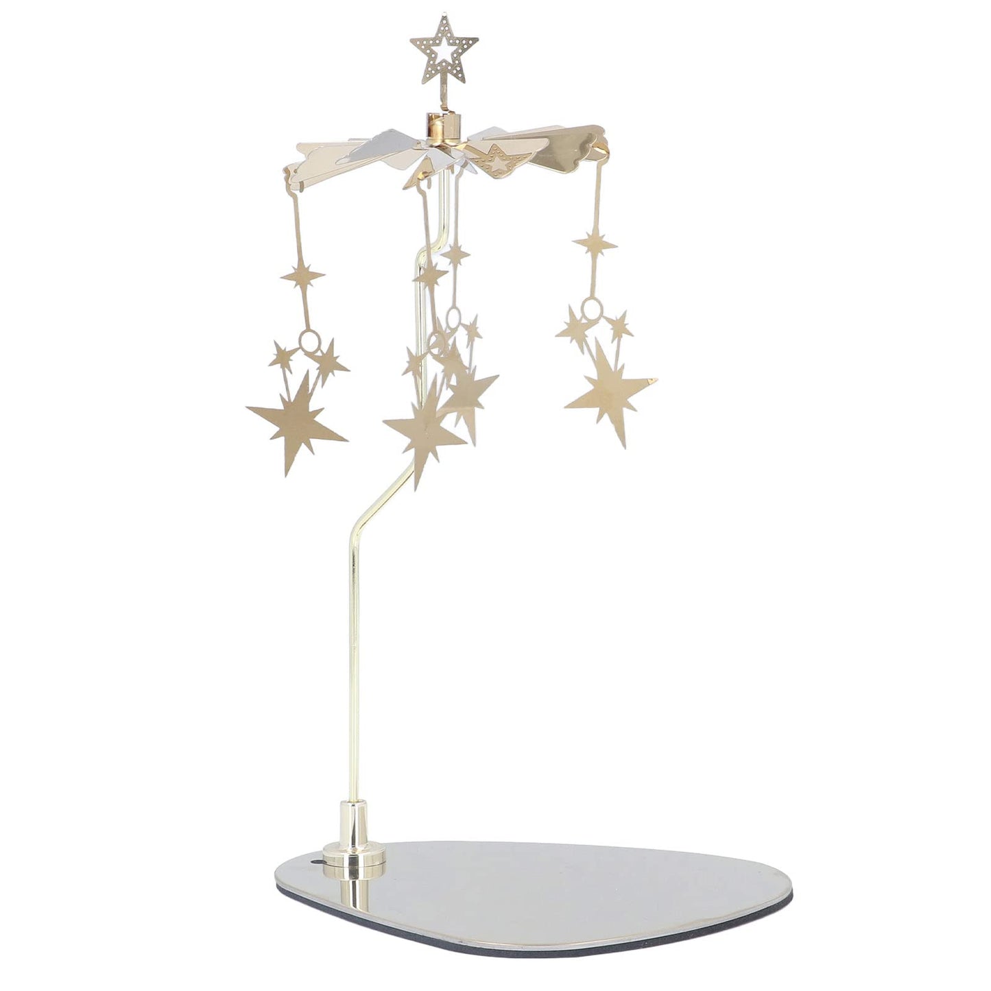 Rotating Candle Holder, Romantic Heat Activated Spinner Decoration for Home Wedding Stainless Steel Gold 13 x 10.5cm Tray 18cm Stand 1 Set