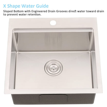21 Inch Drop In Bar Sink Workstation-Bokaiya 21x20 Small Stainless Steel Drop In Outdoor Rv Sink Wet Bar 16 Gauge Top Mount Single Bowl Kitchen Sink with Cutting Board
