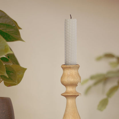 DEYBBY Handmade Beeswax Taper Candles, Dripless Wax Candles, Hand-Rolled Honeycomb Candles for Dinner Party, Set of 12 Flat Top（Cream White）