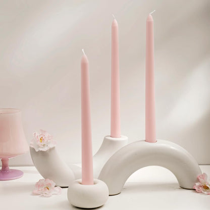 Baby Pink Blush Taper Candles 10'' Non Toxic Candle Sticks Set of 8 | Rose Scented Natural Soy Wax Candlesticks for Home Decorations, Tapered Candles for Wedding House Warming Gifts
