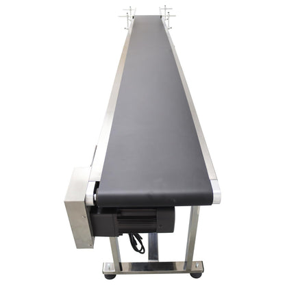 Yokoma Belt Conveyor Packaging Machine with Double Guardrails Stainless Steel Electric Flat PVC Belt Conveyor Black 118inch*15.7inch 250W 110V