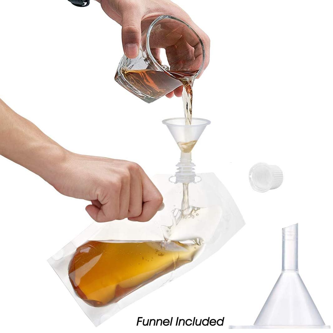 Cruise Liquor Flask Kit for Travel,Concealable and Reusable Rum Runner Alcohol Juice Travel Plastic Flasks Liquor Bags for Sneak Drink-4 x 32 oz + 3 x 16 oz + 3 x 8 oz +1 funnel
