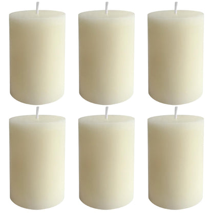 6 Pack 2x3 inch Pillar Candles, Ivory Unscented Votive Candle for Celebration Home Decoration, Dripless and Long Burning Time