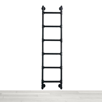 Wall Mounted Ladder 7 ft for Attic Loft Bunk Bed Window Iron Metal Pipe Frame Outdoor Climbing Escape Industrial Heavy-Duty Wrought Wallmounted
