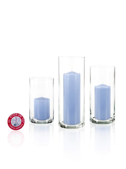 yummi Set of 36 Slim Pillars and Cylinder Vases - Periwinkle Blue