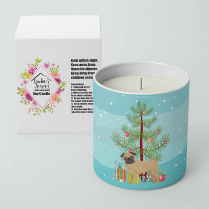 Caroline's Treasures CK3481CDL Pug Christmas Tree 10 oz Decorative Soy Candle Nature Soy Wax Essential Oil Home Decor Ideal for Bedroom Kitchen Bath Office Gift, 10 oz