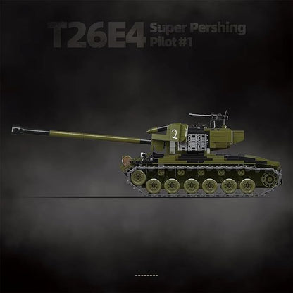 39059 T26E4 Super Pershing Test Vehicle No.1 Building Block Set 1322 Pieces Military 1:28 Scale Tank Model Toys Ideal Gift for Room Decoration or Collection