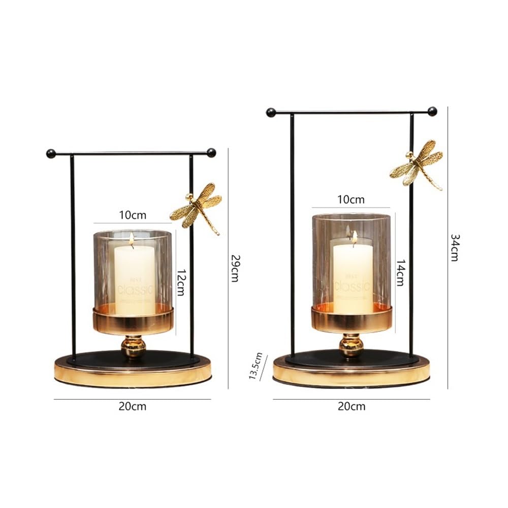 Candlestick Holders Luxury Glass Candlestick Living Room Dining Table Home Decoration Metal Candle Holder Candle Holders(Small)