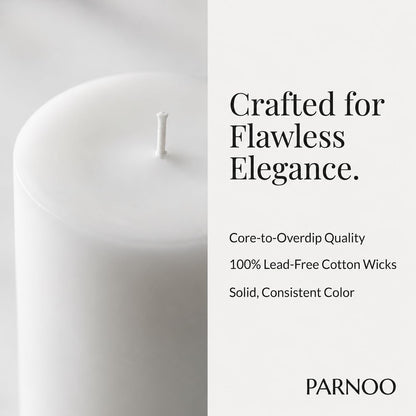 Unscented Pillar Candles - Set of 4 Vanilla Candles - 3x6 Slow Burning Candles for Weddings & Table Centerpieces - Large Pillar Candles, PARNOO