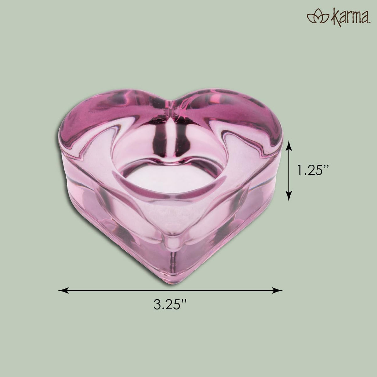 Karma, Glass Heart Tealight Holder, Chunky Glass Candle Holder Votive for Home and Party Decor, Wedding Table Centerpiece, Blush