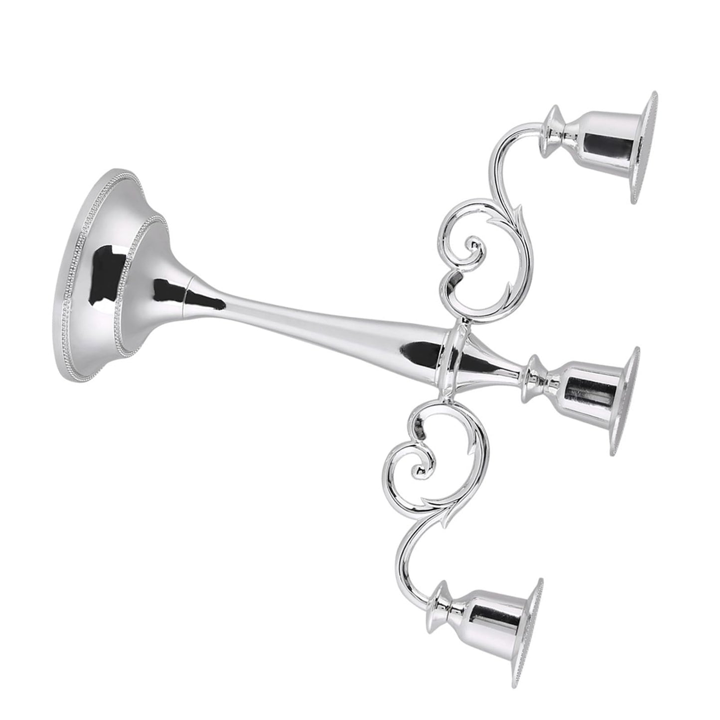 Aumotop Metal Wedding Candlestick Holder Elegant 3 Arms Candelabra for Home Decor, European Style Candle Holder for Wedding and Candlelight Dinner, Metal, Gold (Silver)