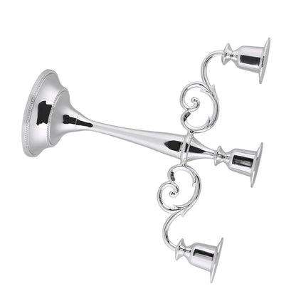Aumotop Metal Wedding Candlestick Holder Elegant 3 Arms Candelabra for Home Decor, European Style Candle Holder for Wedding and Candlelight Dinner, Metal, Gold (Silver)