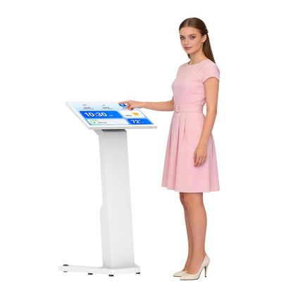 MWE 21.5 Inch Touch-screen Self Service Kiosk, Floor Standing Digital Signage Display, FHD Information Kiosk, 2 Speakers, Interactive Display for Mall Navigation/Self-Ordering/Advertising/Retail Store