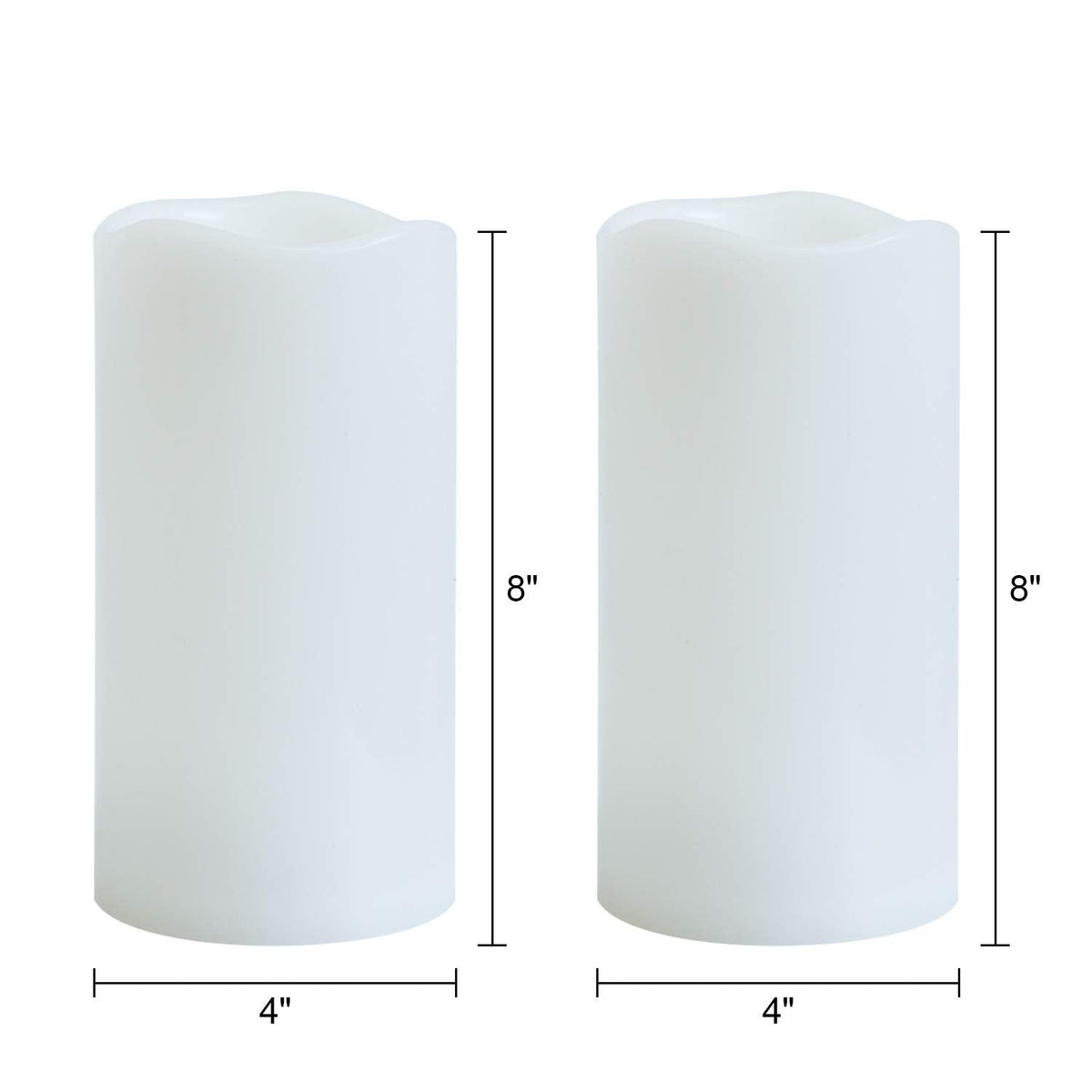 GenSwin Waterproof Outdoor Flameless Candles with Remote Timer, Battery Operated Large Flickering LED Pillar Candles for Indoor Outdoor Lanterns, Won’t Melt, Long-Lasting(White, Set of 2, 8” x 4”)