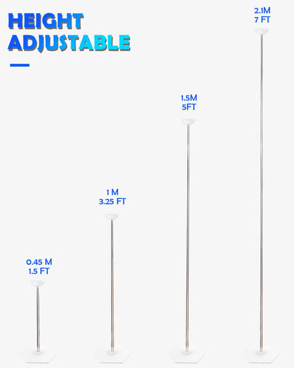 TEKXYZ Telescoping Balloon Stand Set of 4, 1.5ft to 7ft Free Adjustable Metal Balloon Column Stand for Party Decorations