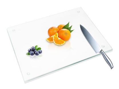 JAMBALAY 20"x16" Tempered Glass Cutting Board for Kitchen, Large Glass Cutting Board with Non-Slip Feet, Glass Chopping Board, Heat Resistant, Scratch Resistant, Dishwasher Safe