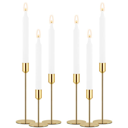 Rozrety Gold Candle Holder Candlestick Holders Set of 6 Taper Candle Holders, Decorative Metal Candle Sticks Long Holder for Table Centerpieces, Wedding, Dinning, Party