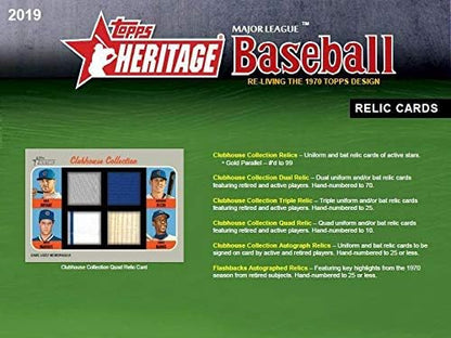 2019 Topps Heritage Baseball Blaster Box (8 Packs/9 Cards)