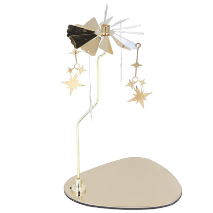 Rotating Candle Holder, Romantic Heat Activated Spinner Decoration for Home Wedding Stainless Steel Gold 13 x 10.5cm Tray 18cm Stand 1 Set
