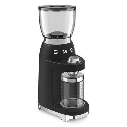 SMEG CGF11 Retro-Style Coffee Grinder – Burr Mill with 30 Grind Settings, Stainless Steel Conical Burrs, Removable Hopper – Precision Countertop Grinder for Espresso, Drip, French Press-Black