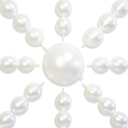 PartyWoo Pearl White Linking Balloons 100pcs 12 Inch White Link Balloon for Anniversary Retirement Wedding Graduation Baby Shower Birthday Gender Reveal Engagement Party Decorations White-W14