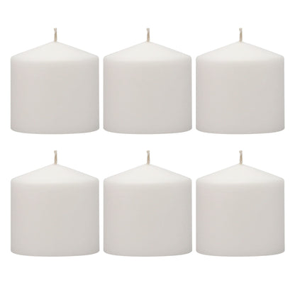 Stonebriar Bulk 48 Pack Unscented Smokeless Long Clear Cup Tea Light Candles with 8 Hour Extended Bu & 80 Hour Long Burning Unscented Pillar Candles, 3x3, White, Pack of 6