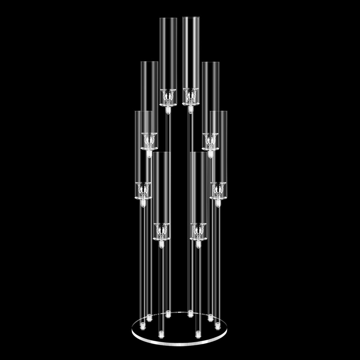 8 Arms Acrylic Candelabra Centerpieces for Wedding Table Decorations,38.5'' Tall Clear Candlesticks Holder with Acrylic Shade for Valentine's Day Dinner Party Fireplace Gift,Fits LED Candles