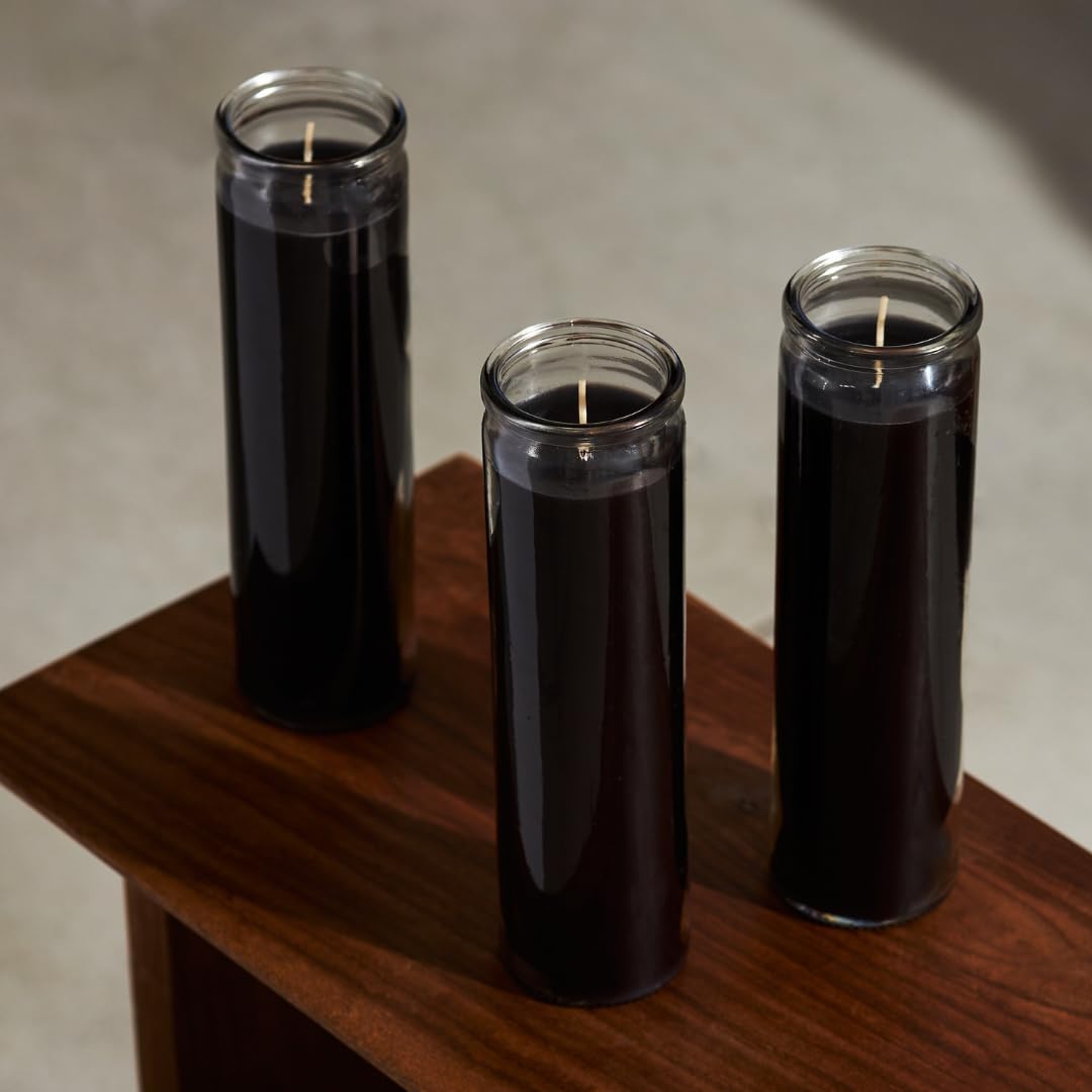 Simply Soson 2x8 inch Black Devotional Candles in Glass Jar - 1 Piece - 90 Hours – Prayer Candle - Tall Pillar Candles for Religious, Memorials, Party Decor