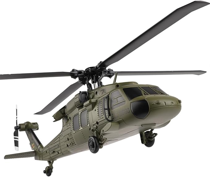 WL K170 Blackk Hawk UH-60L 170 RC Military Helicopters for Adults 2.4G 4CH Flybarless RC Helicopter with Adjustable Left and Right Hand Throttle (RTF Version)