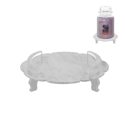 Beautyflier Scented Candle Holder Tray, Pedestal Stand for Yankee Candle Classic 22oz Jar, Decorative Marble Acrylic Plate, Holder ONLY (White)